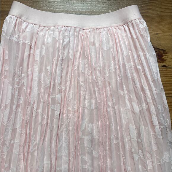 NWT Grace Karin light pink floral pleated elastic waist midi skirt SIZE M - Picture 3 of 6